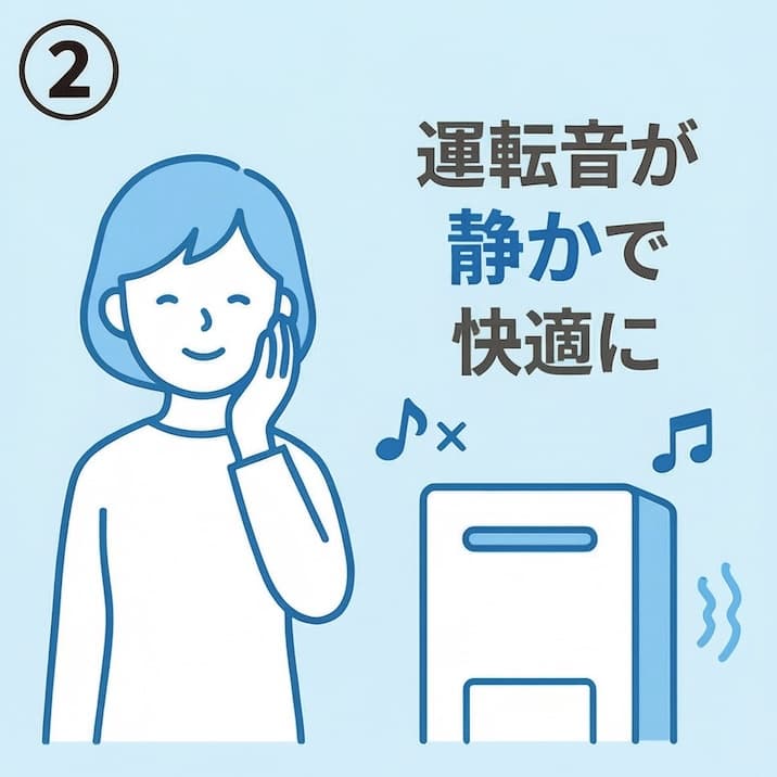 運転音が静かで快適に