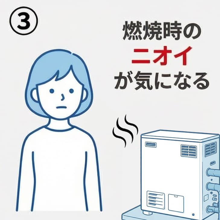 燃焼時の匂いが気になる